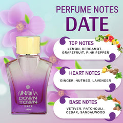 JD International Down Town Date Perfume For Men & Women - 100ml, 3.4 Fl.oz.  | Long Lasting Fragrance