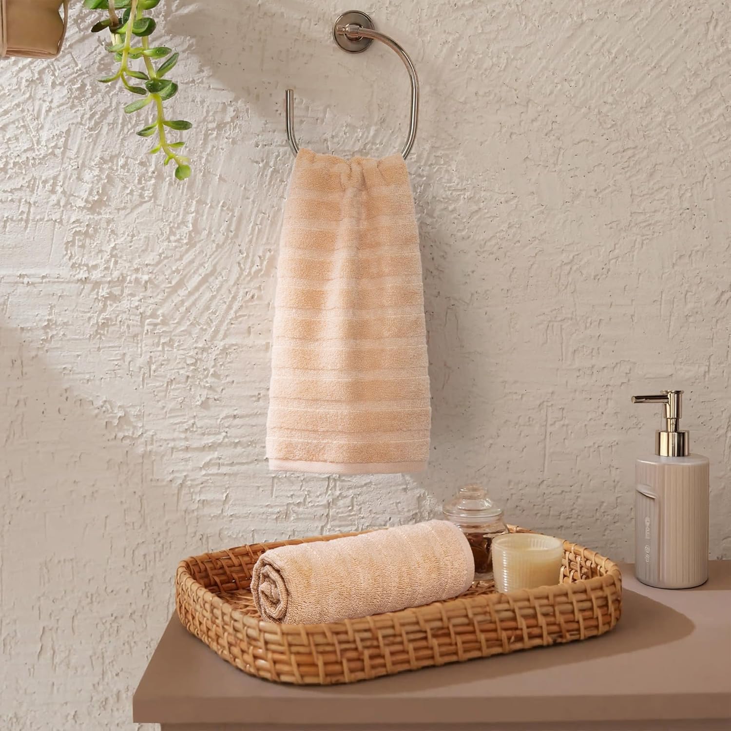 Mytrident Quick Dry 100% Cotton Hand Towel 400 Gsm (Beige) - 2 Pcs