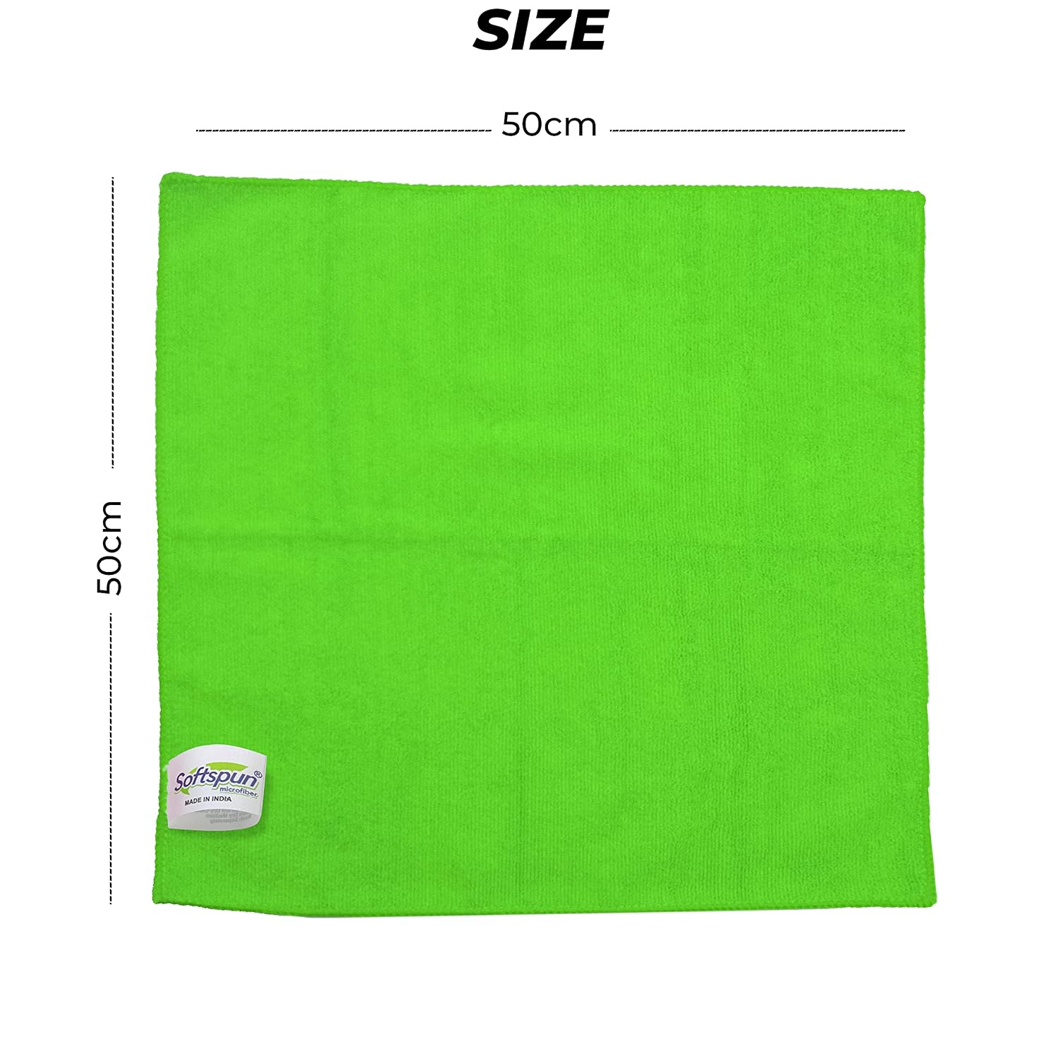 Softspun Microfiber Cleaning Cloths Towel Set 340 Gsm | Highly Absorbent Lint And Streak Free Multi-Purpose Wash Cloth For Kitchen, Car, Stainless (2 Pcs)- Green