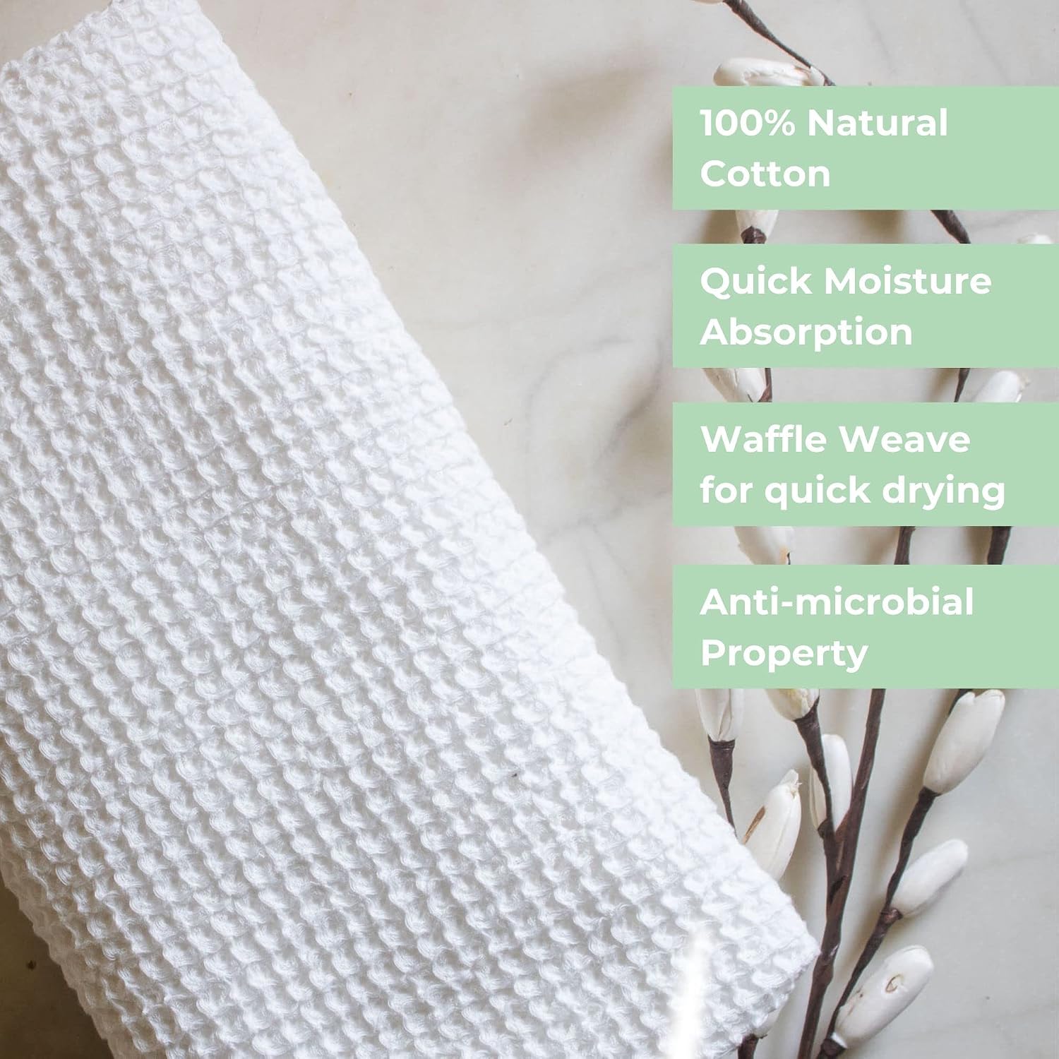 Hamelin The Ezra Waffle Weave Bath Towel 280 Gsm | Cotton Lightweight & Highly Absorbent | Gym Towel Soft Touch, Quick Dry Towels For Bath Large Size (Pearl White)