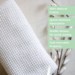 Hamelin The Ezra Waffle Weave Bath Towel 280 Gsm | Cotton Lightweight & Highly Absorbent | Gym Towel Soft Touch, Quick Dry Towels For Bath Large Size (Pearl White)