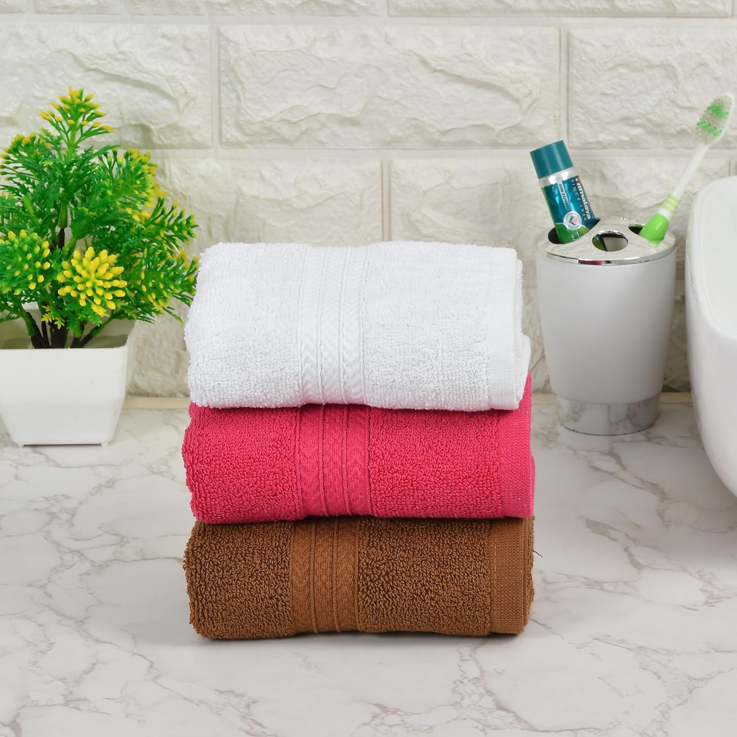 Pure Cotton Hand Towel 600 Gsm | Luxury Towels For Home, Sports & Kitchen | Multicolor (Set Of 3)
