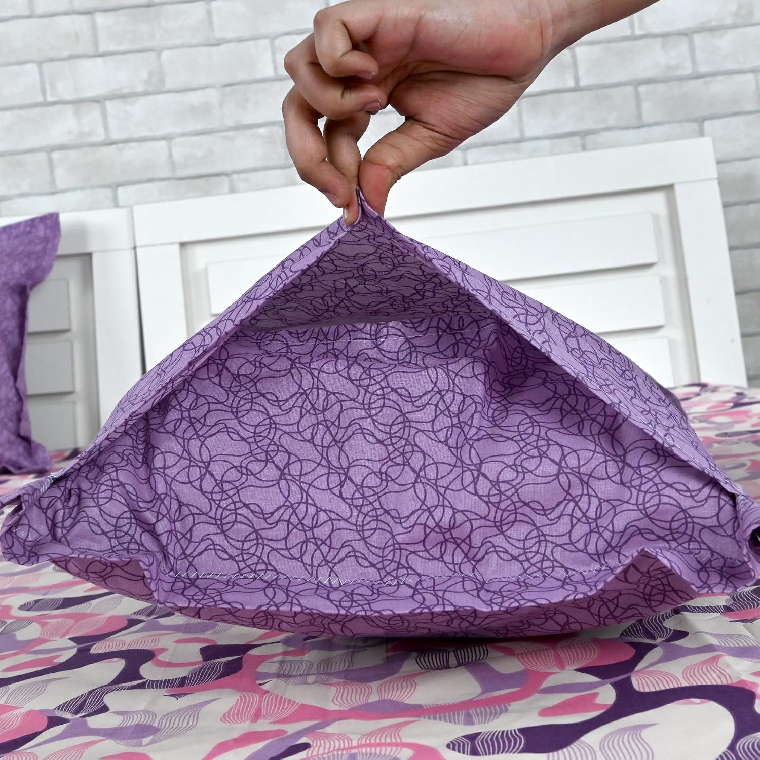 100% Pure Cotton Double Bedsheet For Queen With 2 Pillow Covers - 87 X 100 Inches, Lavender & Pink | Soft & Durable For Everyday Use & Bedroom - All Season Comfort