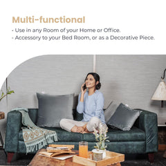 Microfiber Square Soft Pillow Cushion For Sofa & Bed, Grey - 18 X 18 Inch | Fluffy Pillow For Comfort & Back Support | Breathable, Washable | Premium Velvet Outer Cover With Zip - Pack Of 5