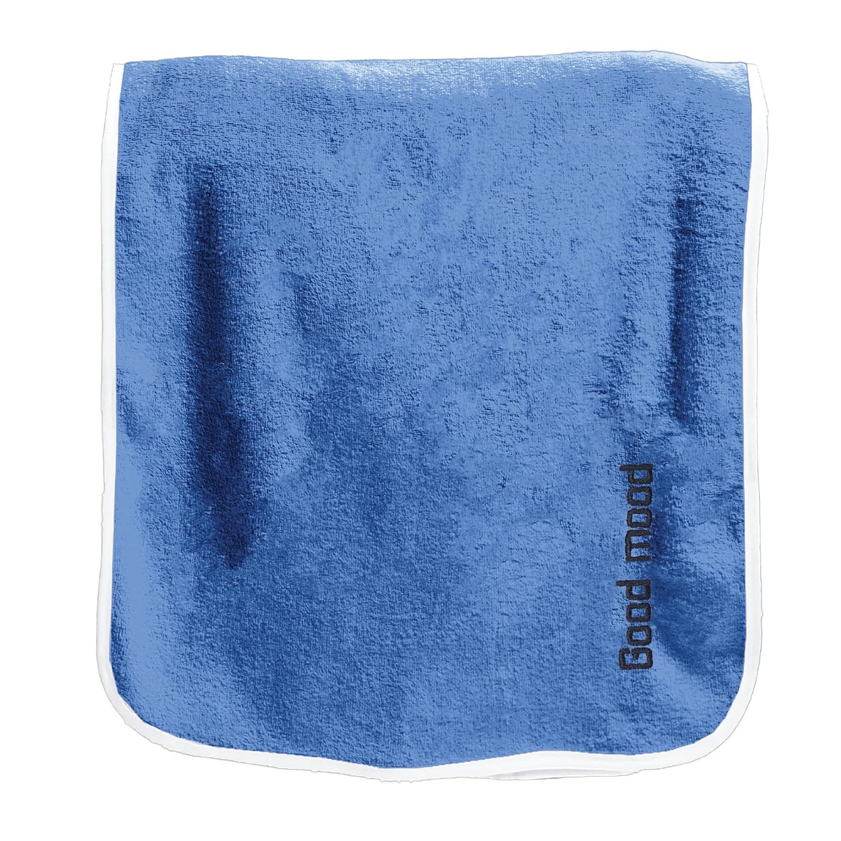 Housse Premium Soft Microfiber Embroidery Bath Towel 350 Gsm | Soft Absorbent Quick-Drying Sweat Towel (Good Mood - Dark Blue)