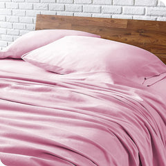 Super King Size Flat Bedsheet With 2 Pillow Covers - 110 X 112 Inches, Light Pink | Good For Home, Hotel, Villa, Resort & Guest House