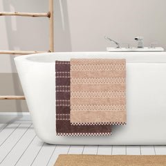 Mytrident 100% Cotton Bath Towel 1200 Gsm (Peach & Brown) - 2 Piece
