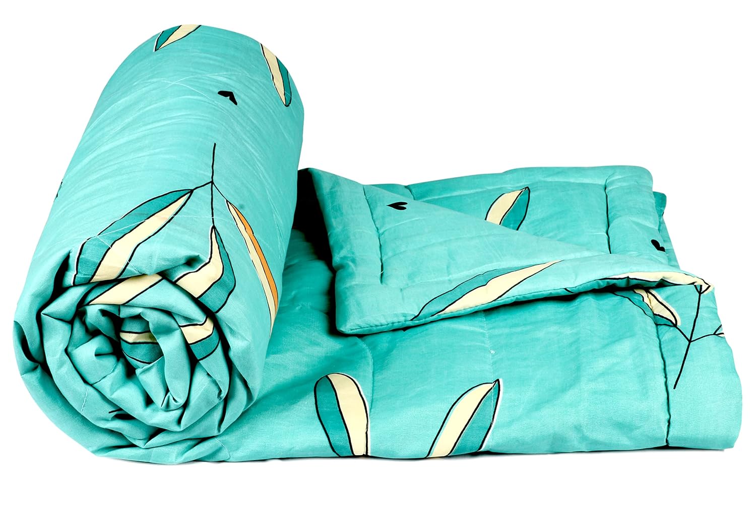 Cotton AC Comforter Set King Size Double Bedsheet With & Two King Pillow Covers - 90 X 100 Inches, Turquoise | Ideal For House, Hotel, Guest Room