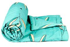 Cotton AC Comforter Set King Size Double Bedsheet With & Two King Pillow Covers - 90 X 100 Inches, Turquoise | Ideal For House, Hotel, Guest Room