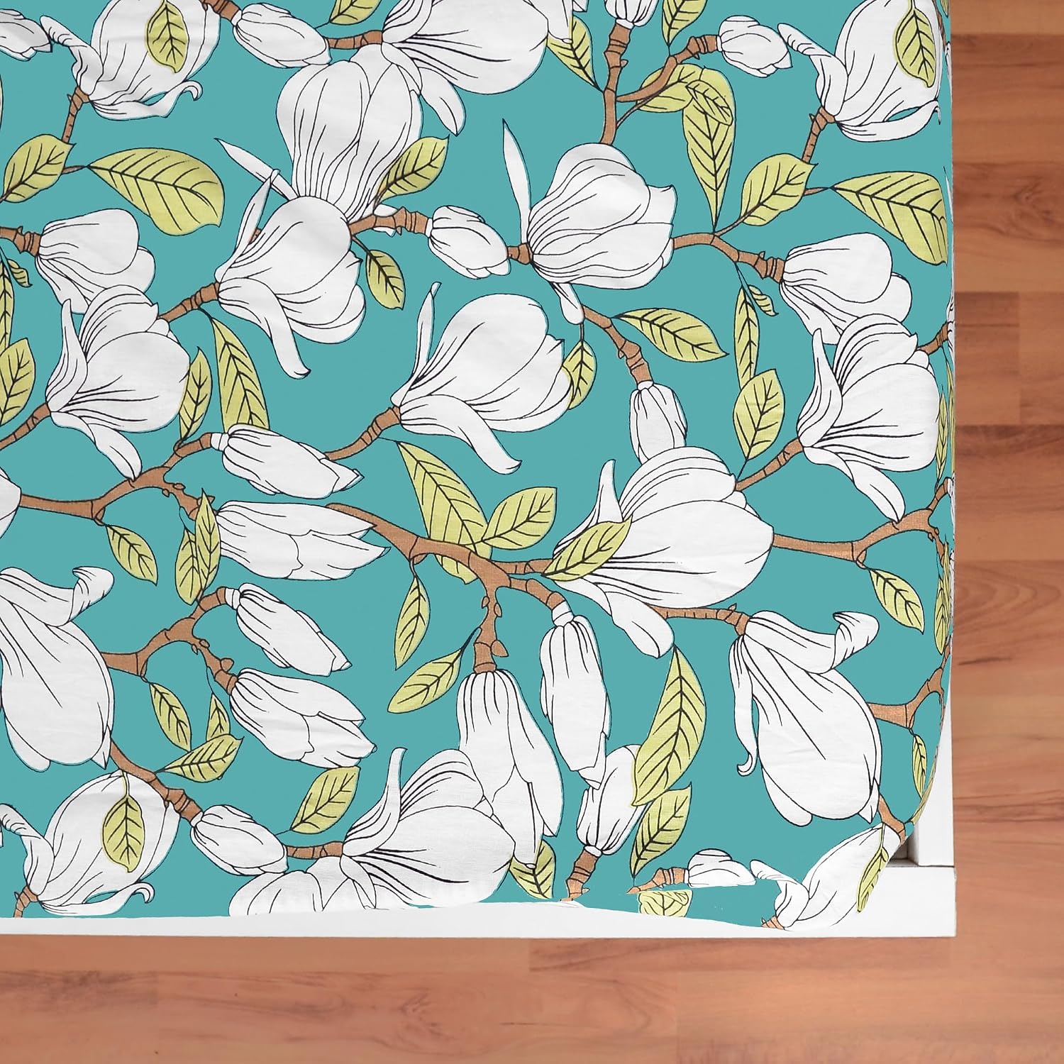 Printed King Size Double Bedsheet With 2 Pillow Cover For Bedroom | 72 X 78 Inches, Aruba Green - All Around Elastic Fitted | Ideal For Everyday Use