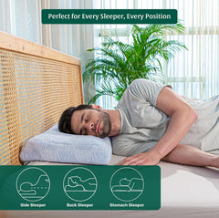 Orthopedic Cervical Pillow, Cooling Gel Memory Foam Pillow For Pain Relief, Standard Size - 23 L X 12 W X 4 H Inch | Sky-Blue, For Shoulder & Spondylitis Pain Relief Bed Pillow For Sleeping