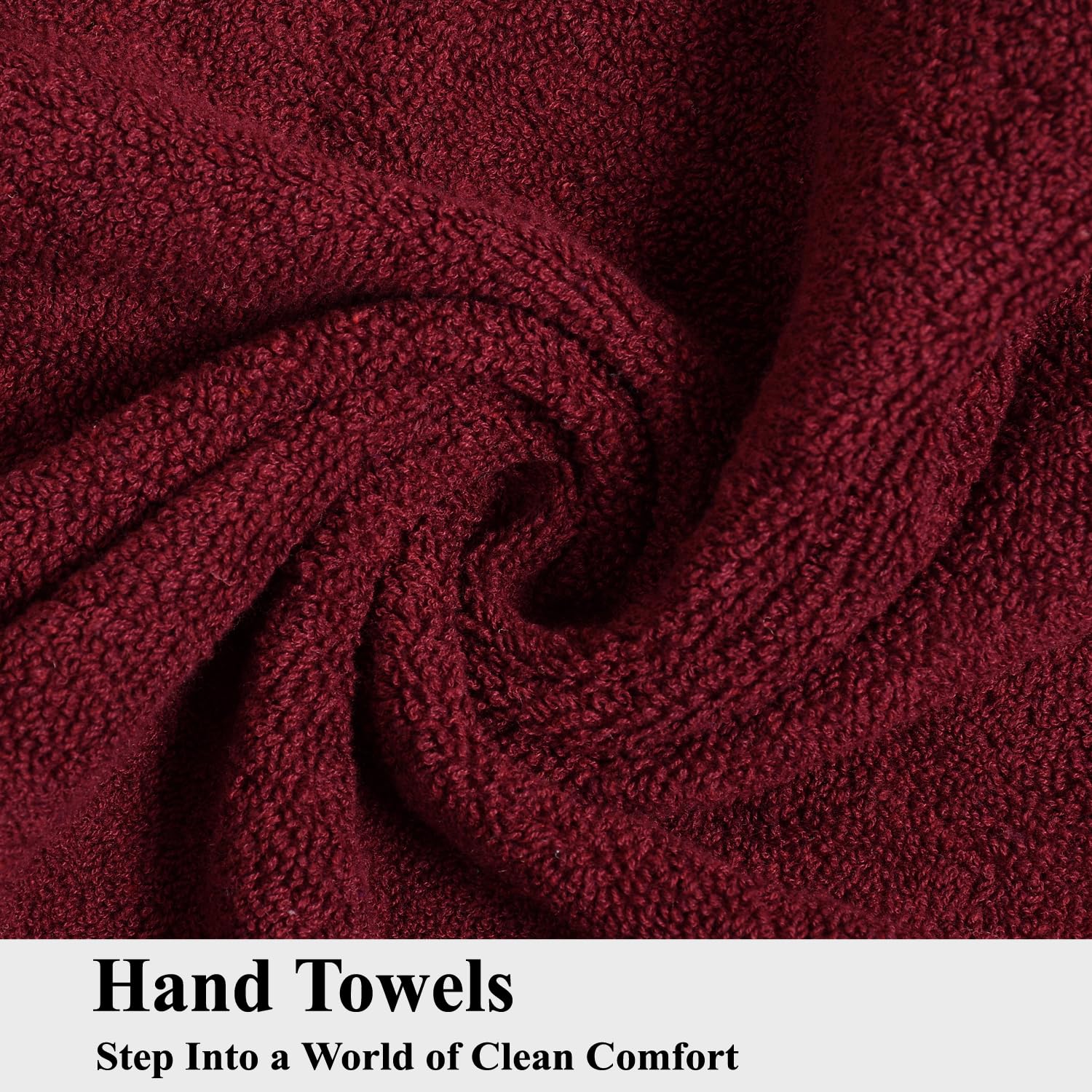 Fresh From Loom Luxury Fur Collection Hand Towel 500 Gsm Napkins Cotton High Absorbency Double Stitched Size (Wine) - Set Of 2