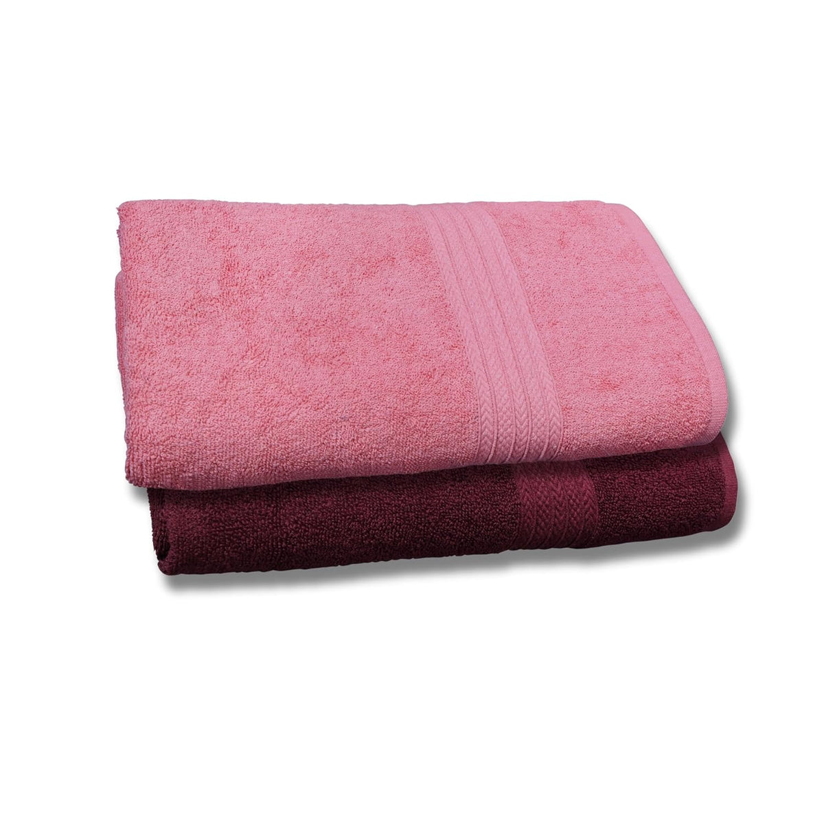 Dreamscape 100% Cotton Bath Towel 1100 Gsm - Set Of 2 (Burgundy & Rose)