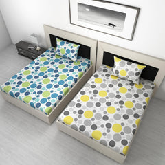 Combo 2 Single Bedsheet With 2 Pillow Cover - 57 X 87 Inches, Multicolor | 144 Thread Count Lightweight, Soft, Skin Friendly - Durable Bedsheets For Everyday Comfort