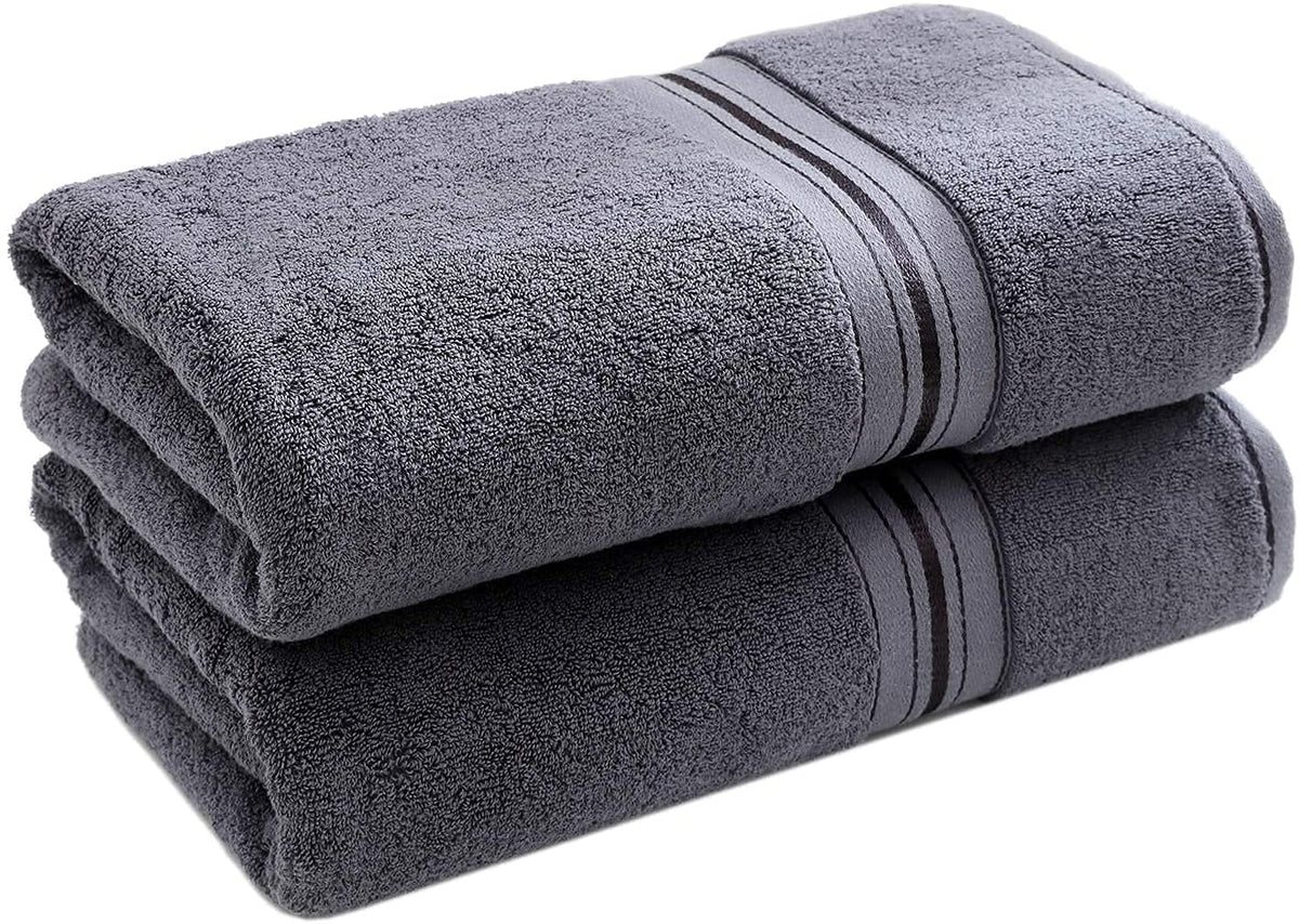 Tiqh 100% Egyptian Cotton Bath Towels 1200 Gsm | Heavy Weight & Absorbent-Top Luxury Bath Towels (Charcol)- 2 Piece