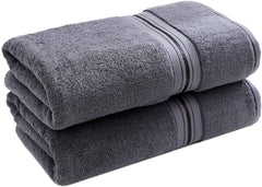 Tiqh 100% Egyptian Cotton Bath Towels 1200 Gsm | Heavy Weight & Absorbent-Top Luxury Bath Towels (Charcol)- 2 Piece