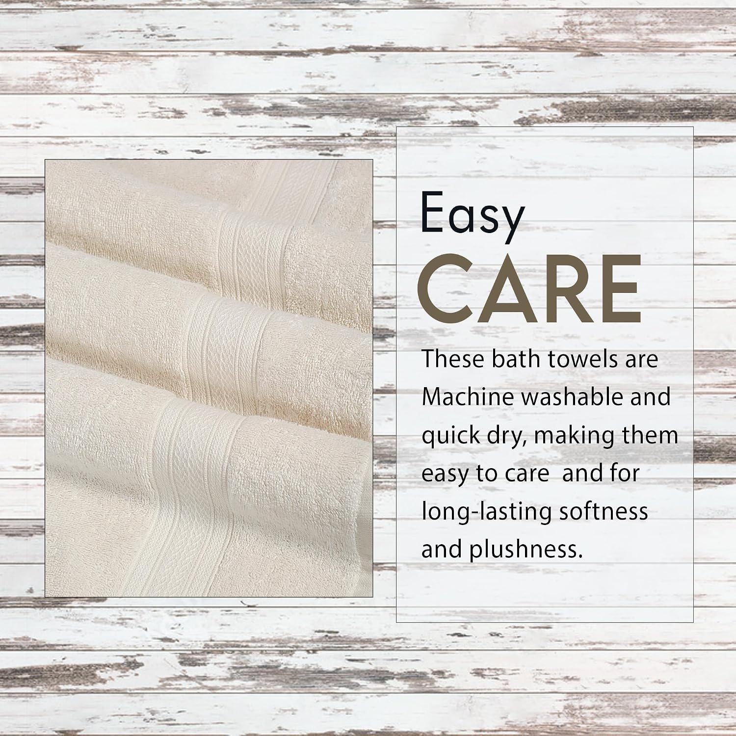 Ambra Linens 500 Gsm Highly Absorbent Towel, 100% Cotton, Soft & Plush, All Seasons Use, Large, Everyday Use, Durable (Cream)