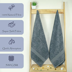 Rangoli 100% Cotton Fibre Bath Towel 1000 Gsm | Highly Durable & Super Absorbent Towel | Skin-Friendly & Quick Drying Luxury Towels (Grey) - Pack Of 2