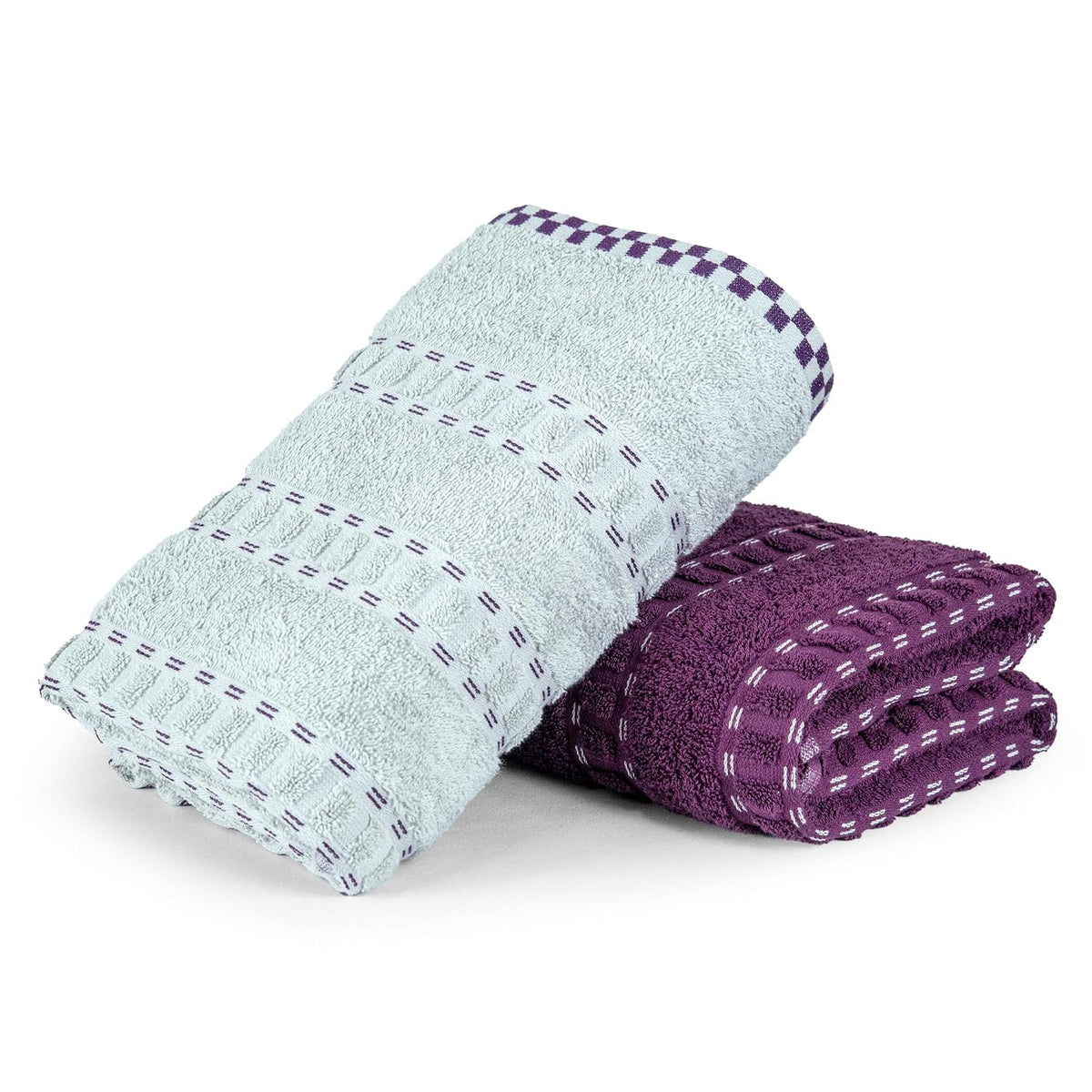 Mytrident 100% Cotton Bath Towel 1200 Gsm (Purple & Sky Blue) - 2 Piece