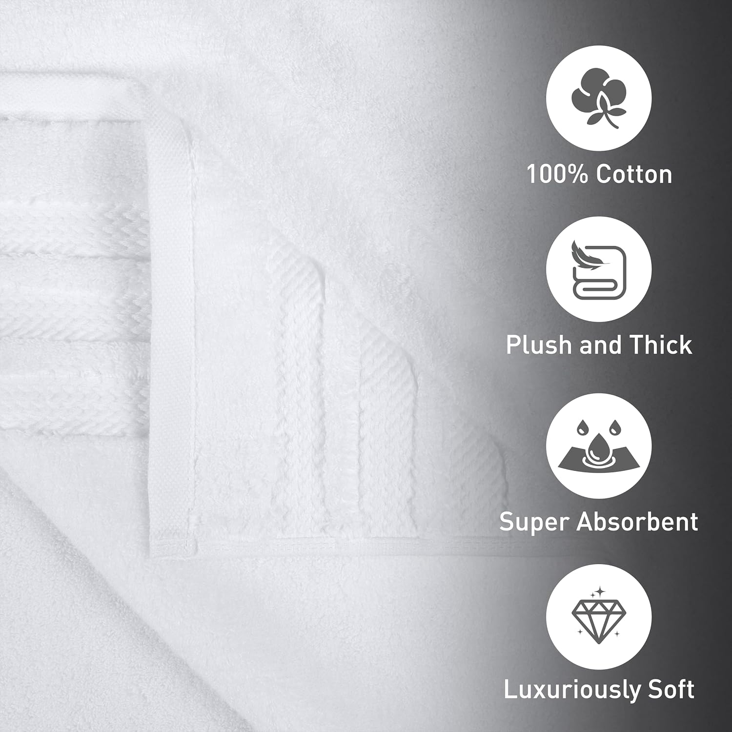 Mytrident Finesse 100% Cotton Hand Towels 800 Gsm (White) -4 Piece