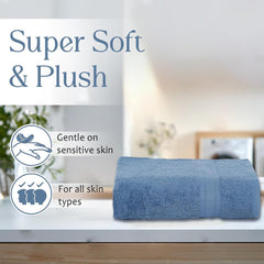 100% Cotton Large Size Bath Towel 500 Gsm | Soft & Absorbent Quick Dry & Durable Bath Towel (Sky Blue)