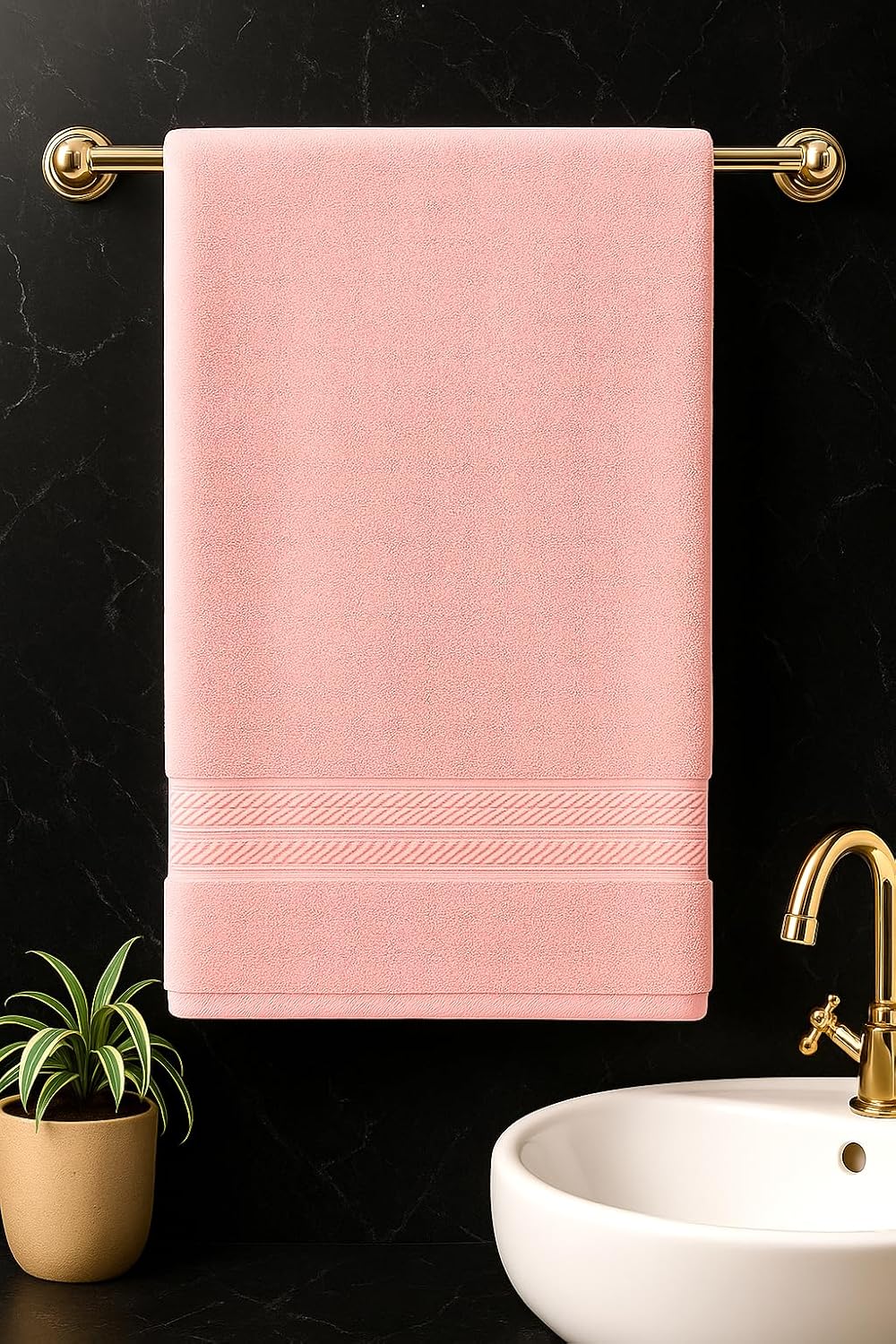 Bombay Dyeing Towel 100% Cotton Tulip Bath Turkish Towel 450 Gsm | Super Soft & Ultra Absorbent | Hand Washable & Machine Washable (Peach Melba)