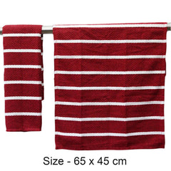 Lushomes Multipurpose Cotton Kitchen Towel Napkins 1800 Gsm | Checked & Stripe Design, Machine Washable - Hand Towel - Set Of 12 (Red)
