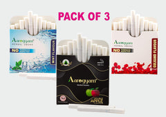 Aarogyam Herbals Tobacco & Nicotine Free Flavor Cigarette For Relieve Stress And Mood Enhance Of Smokers - Mint Double Apple Gulkand Flavour - Pack Of 3 30 Sticks