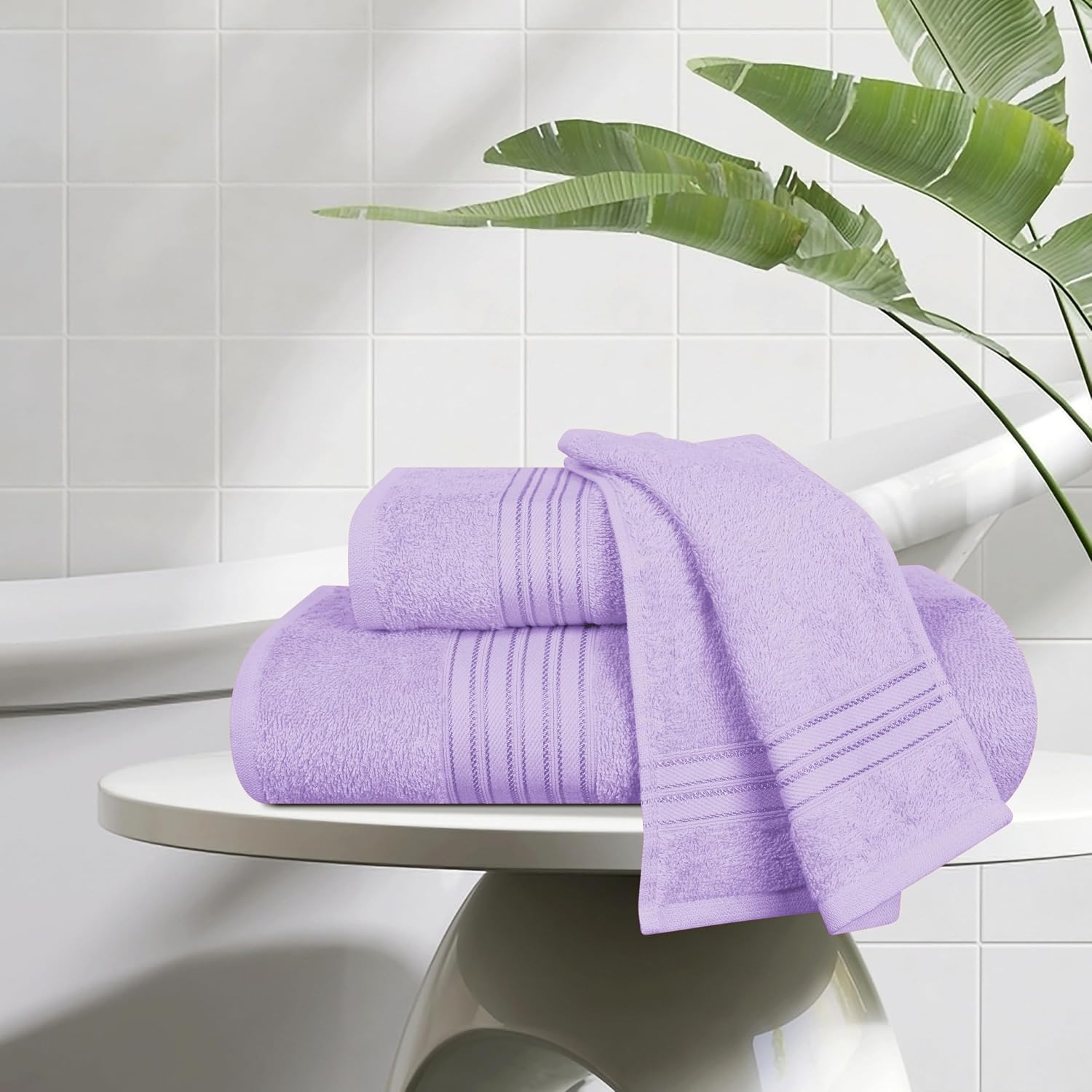 Boutiquo 100% Cotton Bath, Hand & Face Towel 900 Gsm | Eco-Friendly Towels For Men & Women, Ultra Soft & Highly Absorbent - Purple (Pack Of 3)