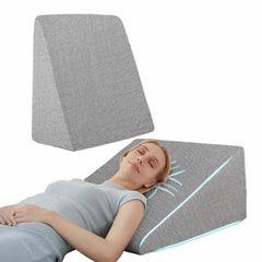 Wedge Cushion, Orthopedic Wedge Pillow For Bed, Neck Pain, Acid Reflux, Grey - 20 X 19.5 X 10 Inch | For Snoring, Gerd, Leg Elevation & Pregnancy | High-Resilience Memory Foam Pillow