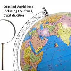 Globe In Hindi With Heavy Base For Kids Learning, Students & Upsc Aspirants Study & Home Decor + Magnifying Glass, Combo Pack