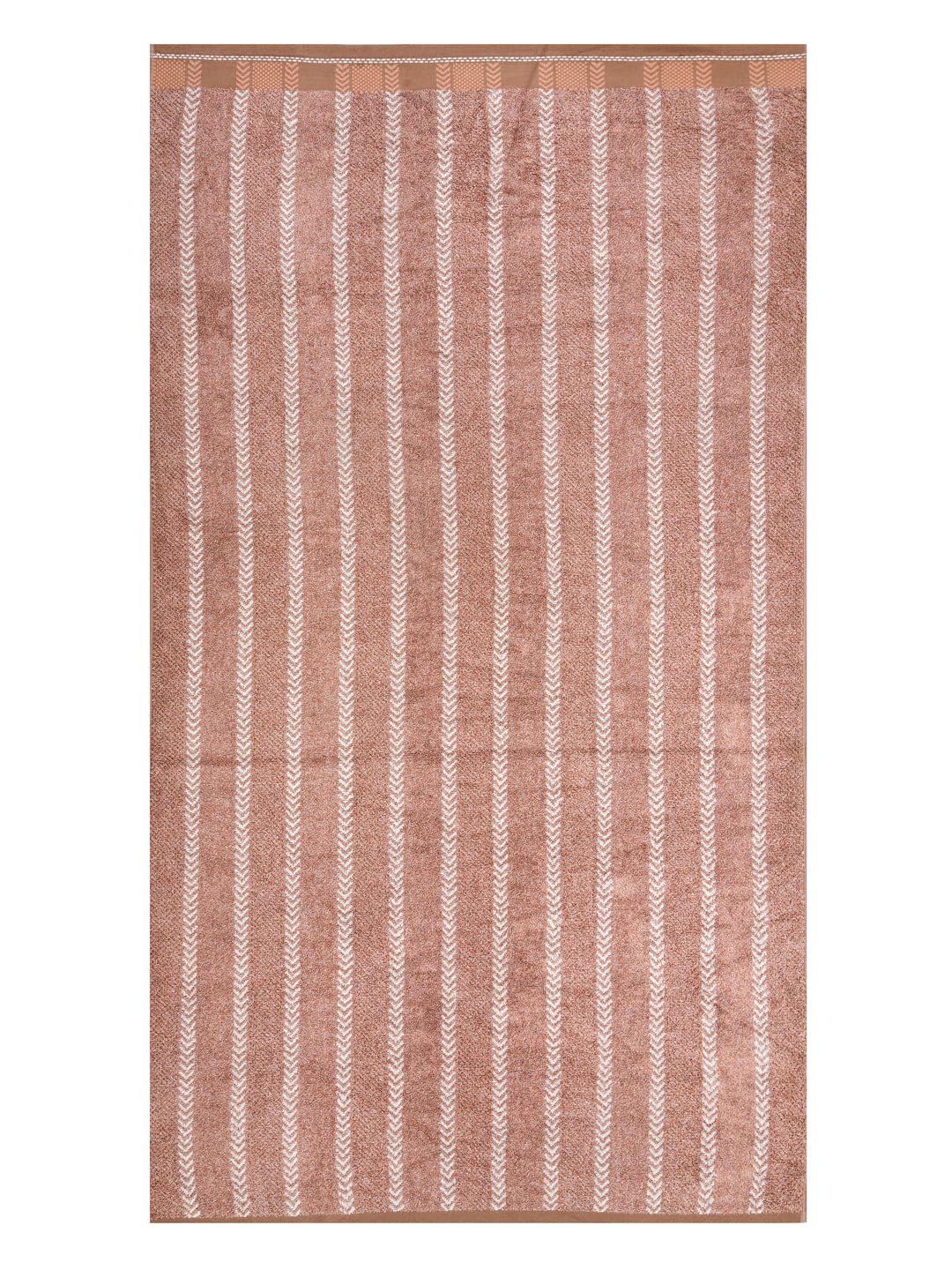 Homefresh Decorative Cotton Bath Towel 500 Gsm | Geometric Pattern Brown & White (Ginger)