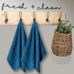 Sassoon Melrose 100% Cotton Hand Towel 400 Gsm | Highly Absorbent, Soft Material Perfect For Daily Use (Teal) -2 Piece