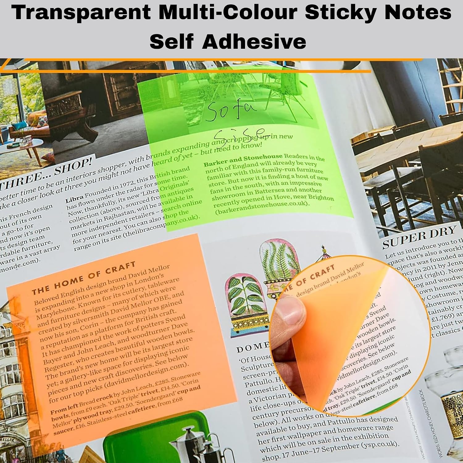 200 Sheets Transparent Multi Color Sticky Notes, Self-Stick Note - 3 X 3 Inch, Pack Of 4