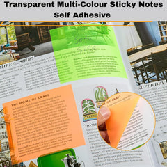 200 Sheets Transparent Multi Color Sticky Notes, Self-Stick Note - 3 X 3 Inch, Pack Of 4