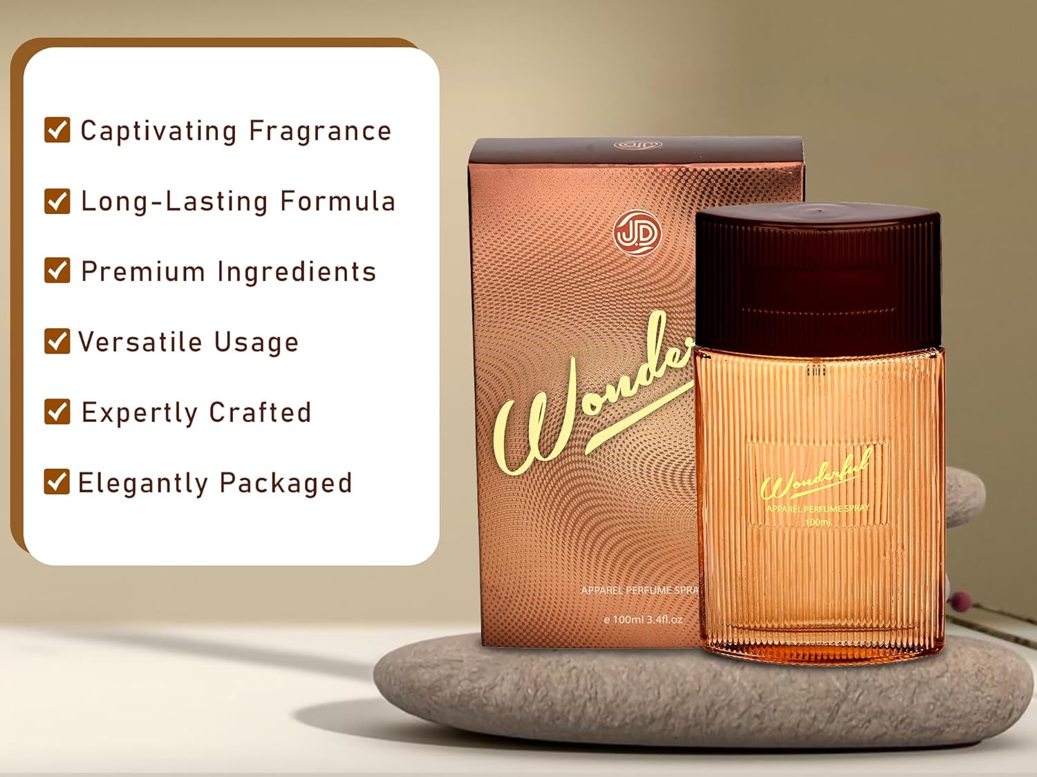 JD International Wonderful Apparel Unisex Perfume With Long Lasting Fragrance - 100ml, 3.4 Fl.oz. | Unisex Perfume