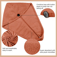 Sassoon Venir Microfiber Hair Wrap Towel 450 Gsm | For Women With Smooth Texture Super Absorbent Quick Dry Hair Turban (Rust)