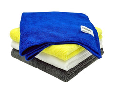 Softspun Microfiber Cloth 340 Gsm | Thick Lint & Streak-Free Multipurpose Cloths - Automotive Microfibre Towels (4 Pcs) | Multicolor