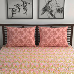 100% Pure Cotton Double Bedsheet For Queen With 2 Pillow Covers - 87 X 100 Inches, Multicolor | Soft & Durable For Everyday Use & Bedroom - All Season Comfort