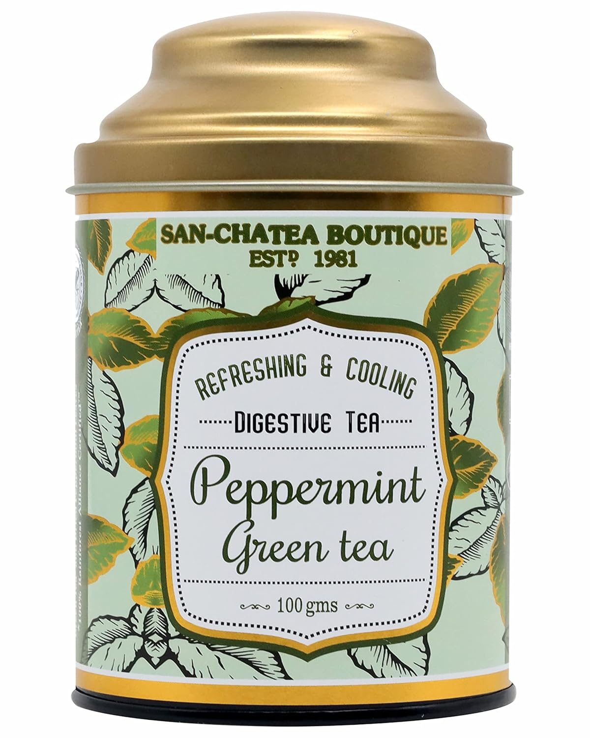 San-Cha Peppermint Green Tea - 100gm, 3.5 Ounce | Refreshing & Cooling Digestive Tea - Boosts Metabolism | Low Bitterness, Low Caffeine