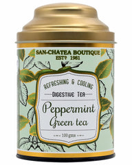 San-Cha Peppermint Green Tea - 100gm, 3.5 Ounce | Refreshing & Cooling Digestive Tea - Boosts Metabolism | Low Bitterness, Low Caffeine