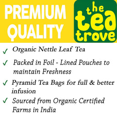 The Tea Trove Organic Nettle Leaf Herbal Tea Bags In Resealable Pouch - 40 Pyramid Tea Bags | Environmentally Friendly Packaging - Eco Friendly, Caffeine Free
