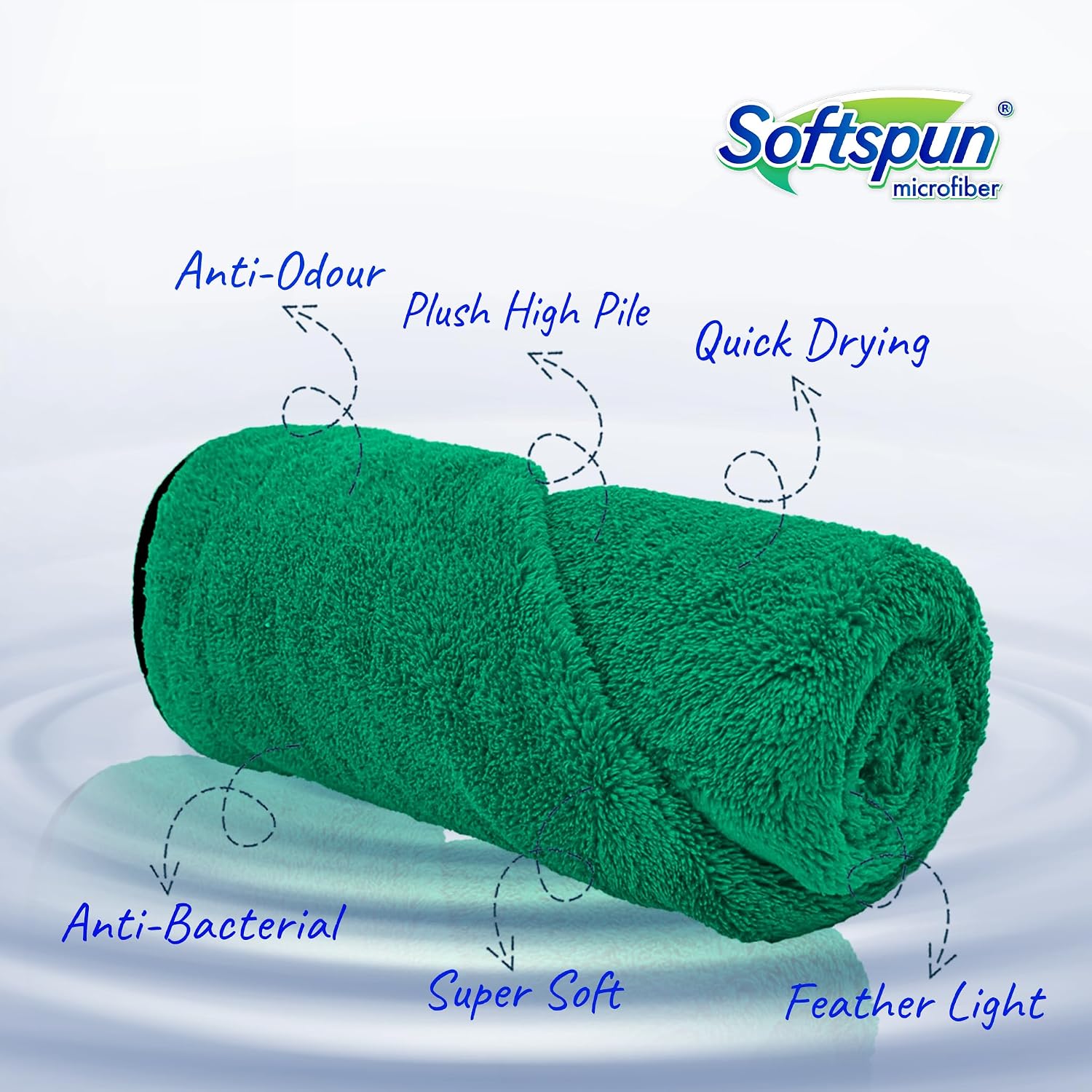 Softspun Microfiber Bath Towel 221 Gsm | Ultra Absorbent Super Soft & Lightweight Quick Drying For Men & Women Daily Use Large Size Towel (Parrot Green)