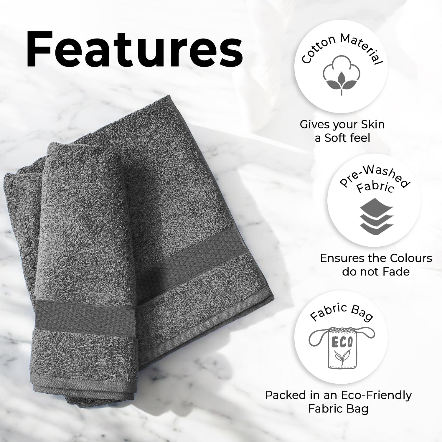 Avni Home Cotton Bath Towels 500 Gsm | Towels For Bath Large Size Extra Soft & Absorbent Bath Towel For Men & Women (Grey)