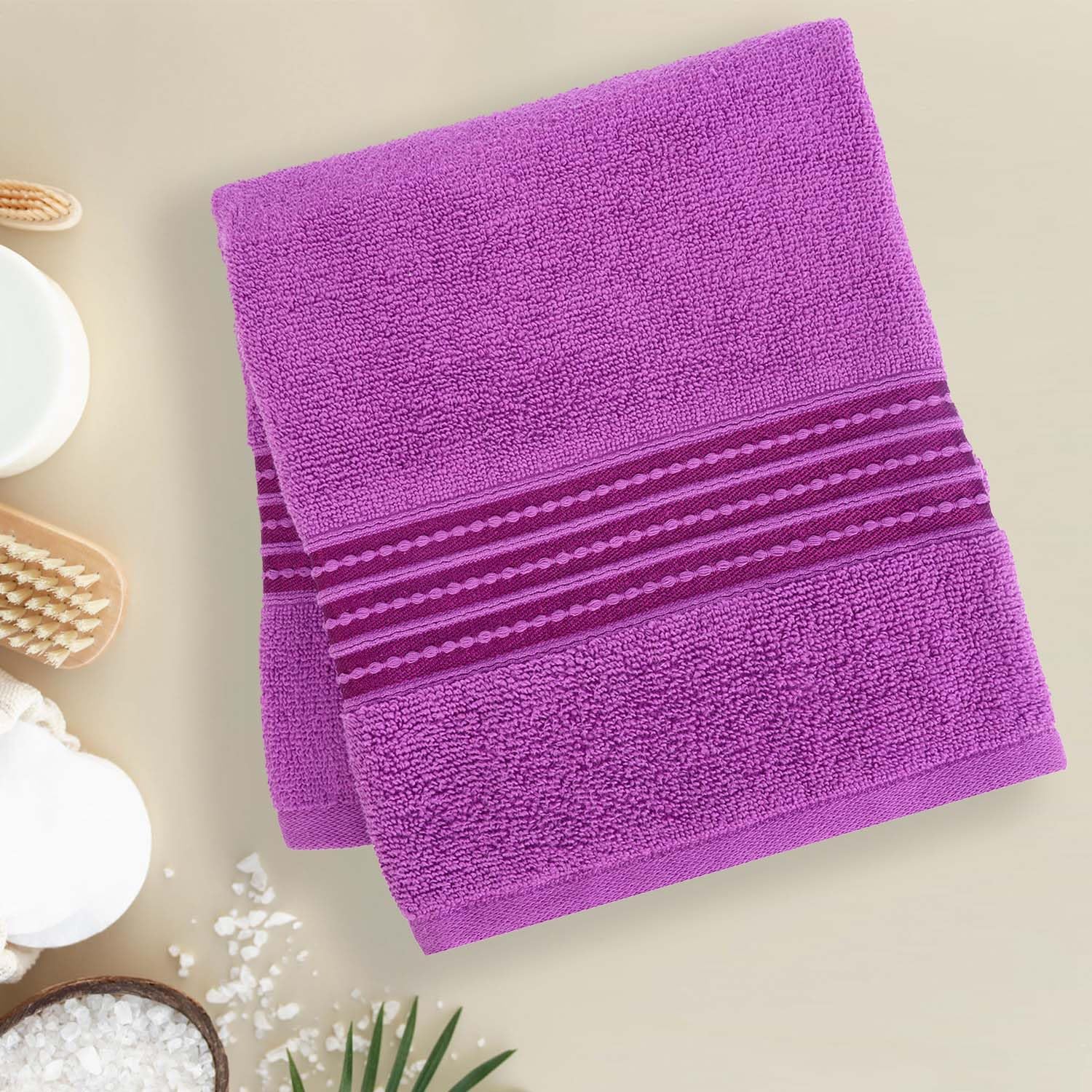 Micro Cotton Remy Basel Luxury Terry Cotton Bath Towel 550 Gsm | Super Comfortable 100% Long Staple Cotton Bath Towel (Voilet)