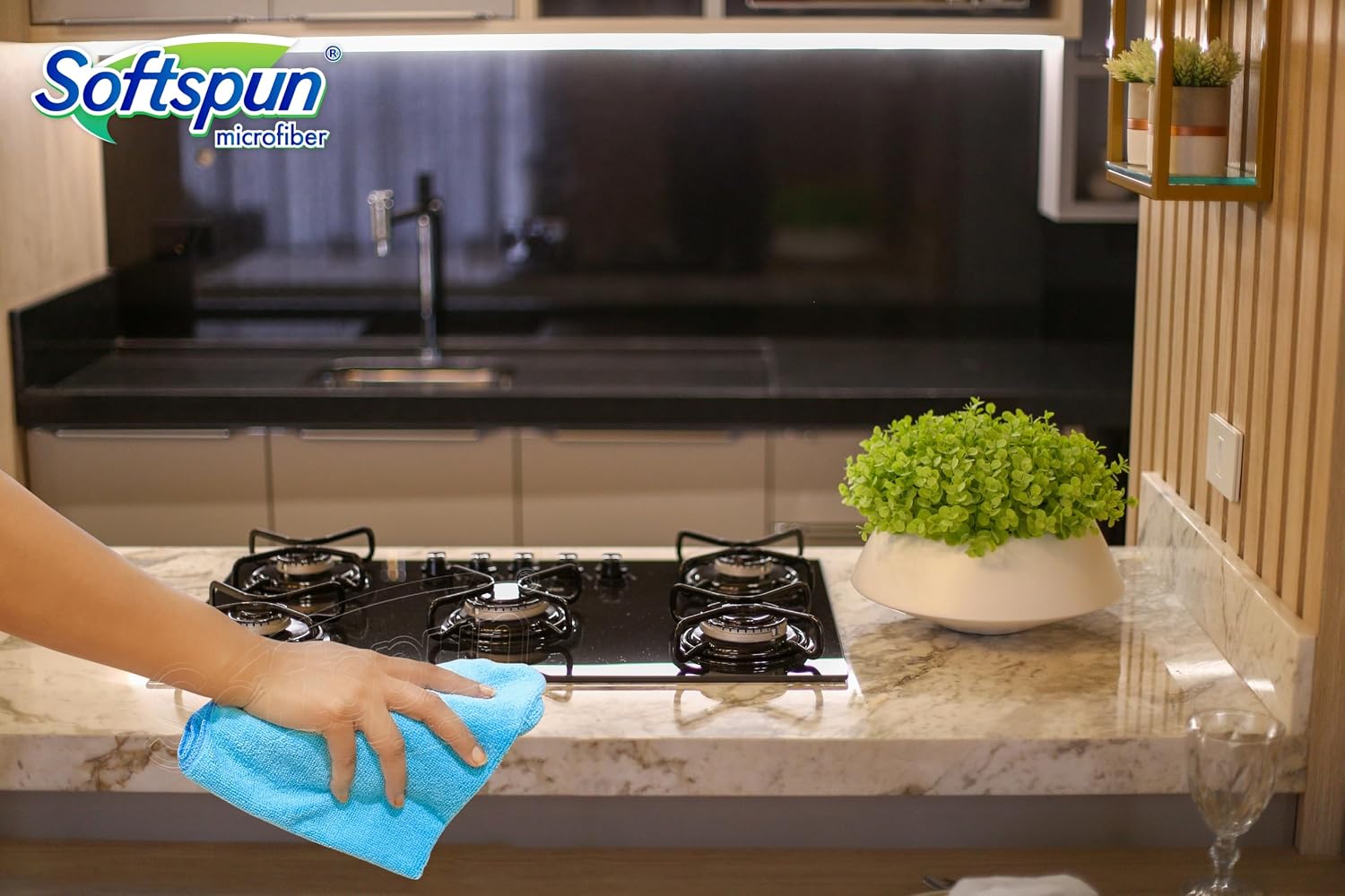 Softspun Microfiber Cleaning Cloths 1250 Gsm | Highly Absorbent, Lint & Streak Free, Multi -Purpose Wash Cloth For Kitchen, Car, Window, Stainless Steel (12 Pcs)- White