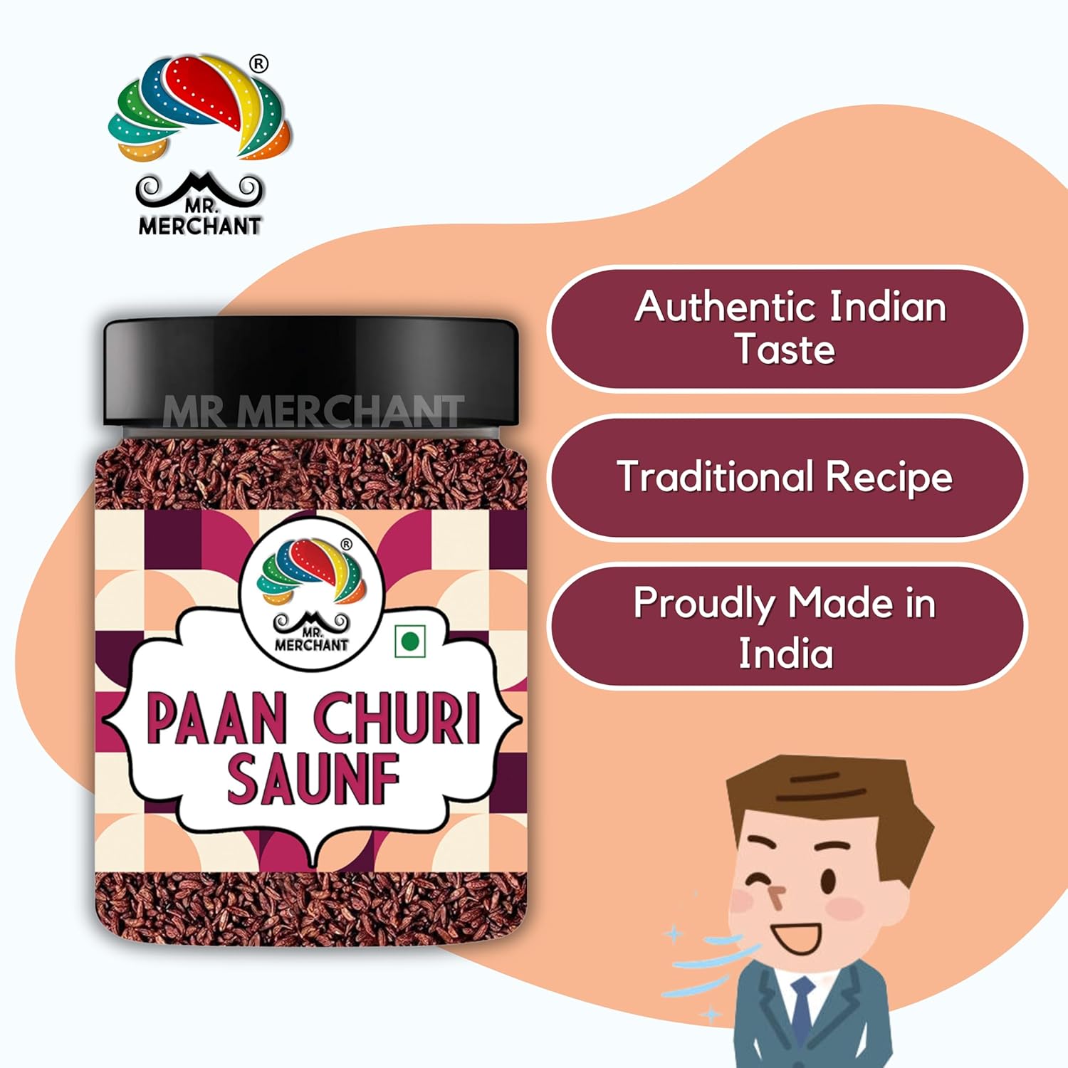 Mr. Merchant Paan Churi Saunf Fennel Mukhwas 300gm, | Jar Pack
