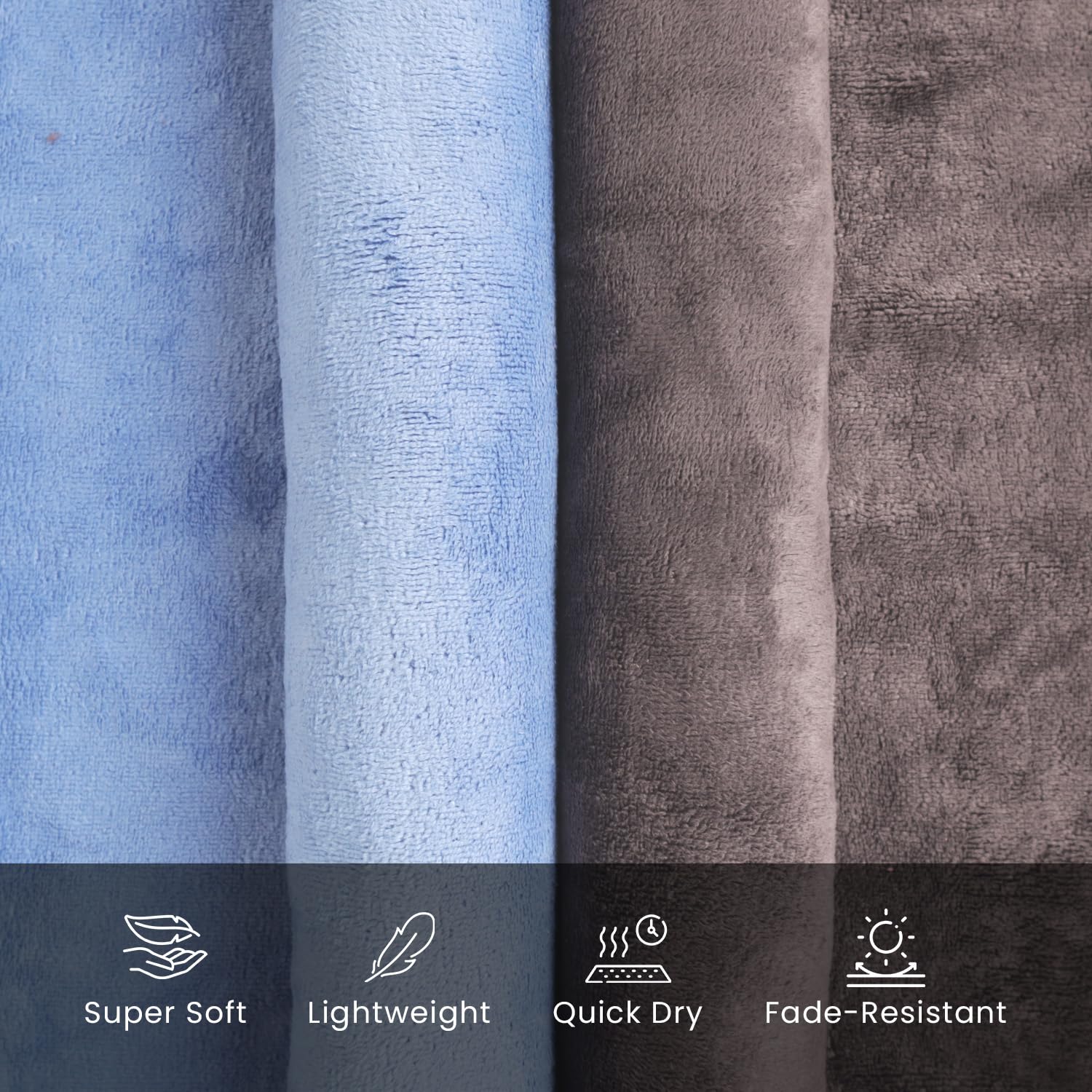 U & U Unique Utilities Microfiber Bath Towels Large Size (400 Gsm) | Bath Towel For Men & Women (Blue & Grey) - Set Of 2