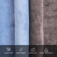 U & U Unique Utilities Microfiber Bath Towels Large Size (400 Gsm) | Bath Towel For Men & Women (Blue & Grey) - Set Of 2
