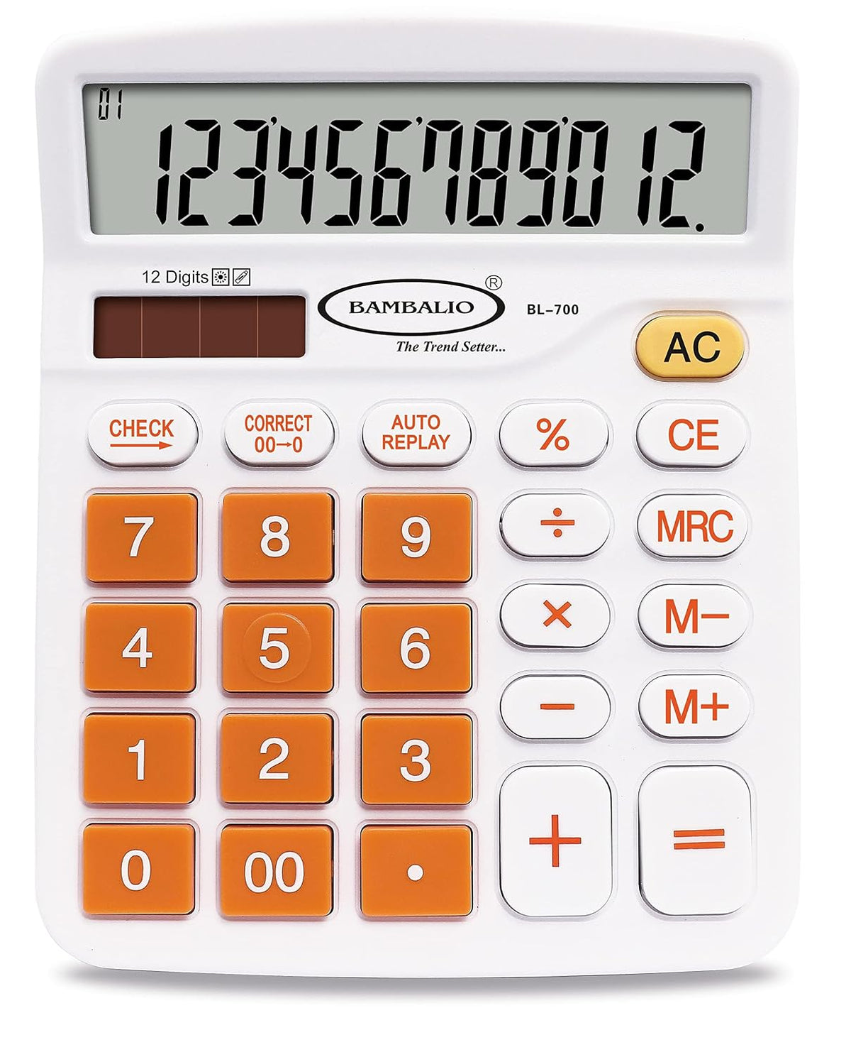Bambalio 12 Digits Electronic Calculator(Orange) 3 Years Warranty BL-700 | 112 Steps Check & Correct
